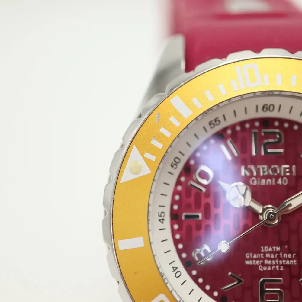 KYBOE! Pink Giant 40mm Yellow Gold Bezel Watch Silicone Strap w New Battery
